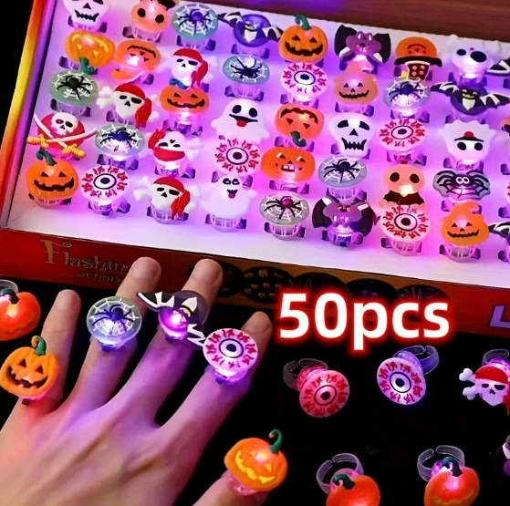 Led Ring Light 18 - Halloween oplichtende ringen voor kinderen, 50