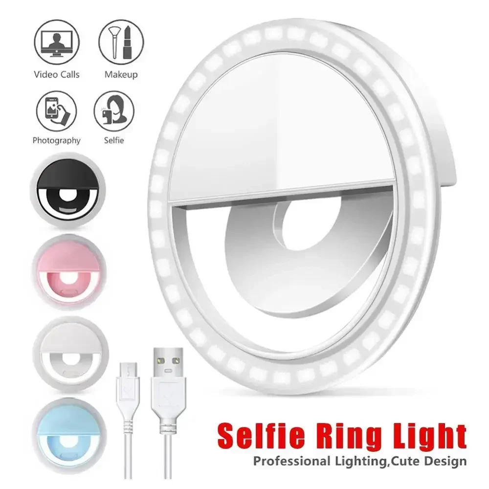 Photography Lighting Continuous - LED Selfie Ringlicht Mobiele telefoon Clip-On