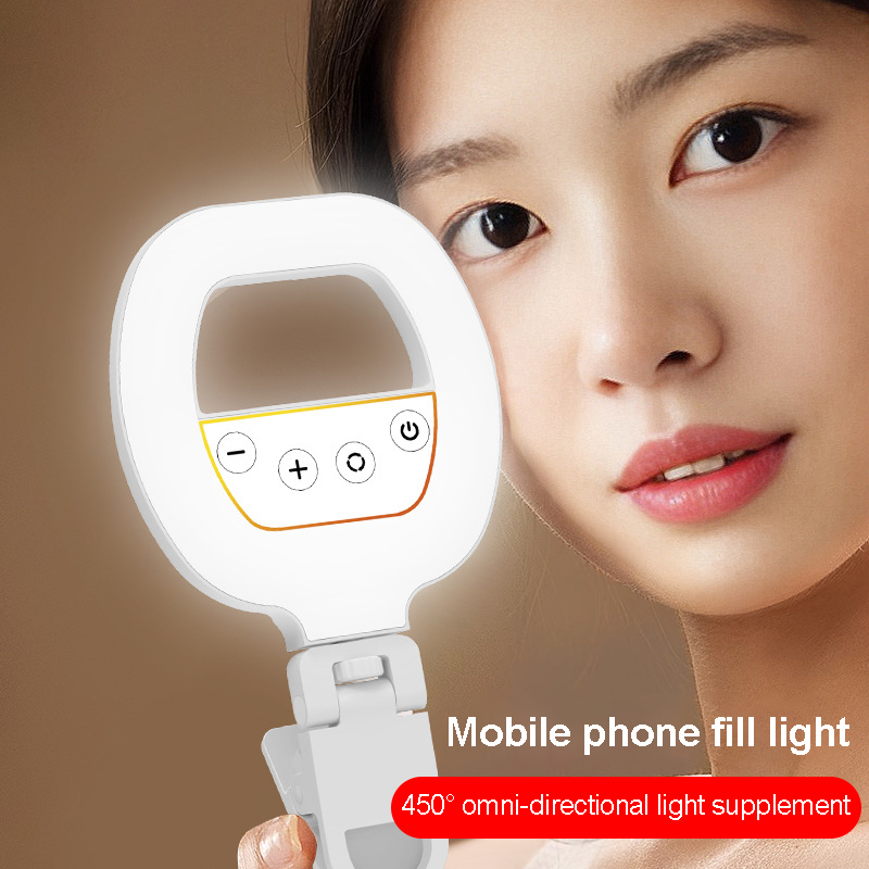 Photography Lighting Ring - Oplaadbare led-lamp Mobiele selfie-ringverlichting Video-opnamelamp voor